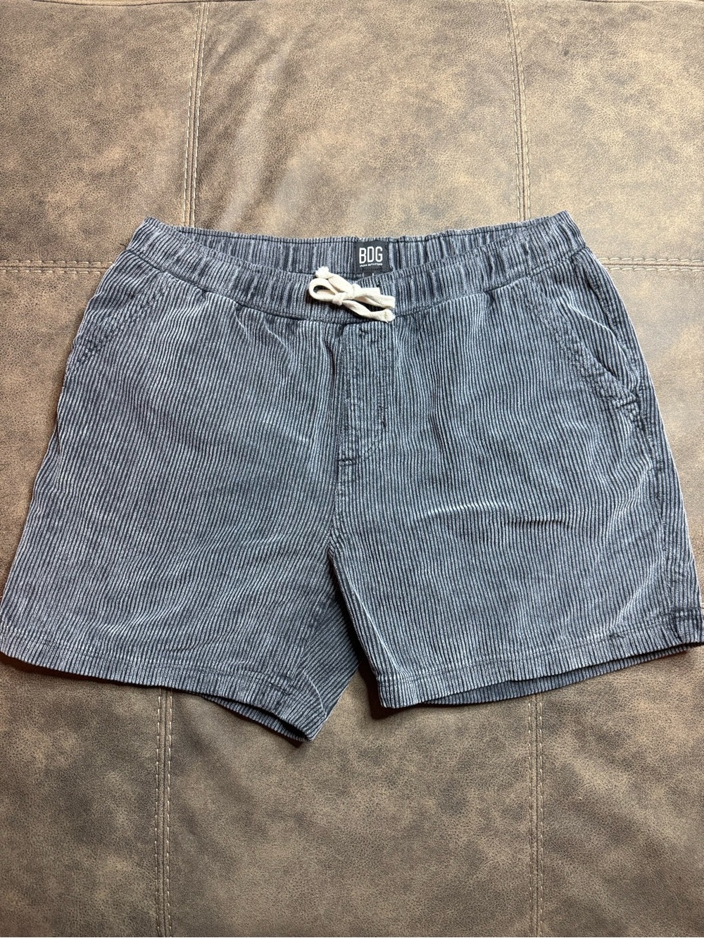 BDG Blue Pinstripe Drawstring Shorts